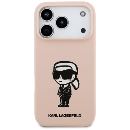 Θήκη για Apple iPhone 17 Pro Max, Karl Lagerfeld, Σκίτσο και Λογότυπο Karl, Ροζ