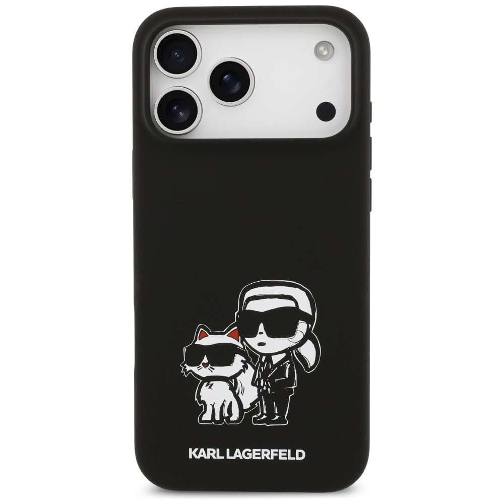 Θήκη για Apple iPhone 17 Pro Max, Karl Lagerfeld, Sketch and Logo Karl & Choupette, Μαύρη