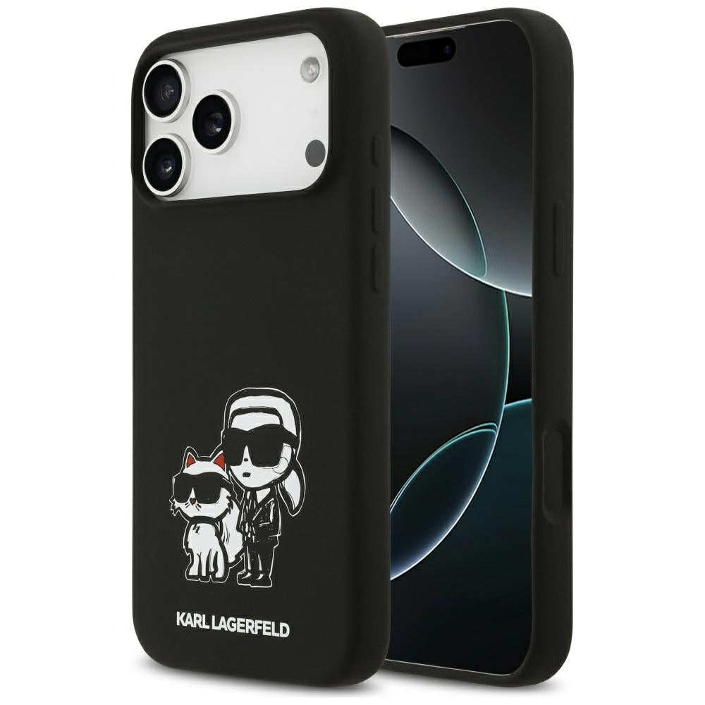 Θήκη για Apple iPhone 17 Pro Max, Karl Lagerfeld, Sketch and Logo Karl & Choupette, Μαύρη