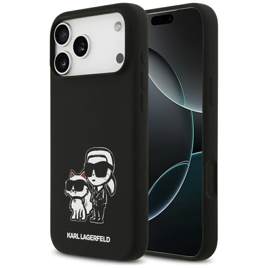 Θήκη για Apple iPhone 17 Pro Max, Karl Lagerfeld, Sketch and Logo Karl & Choupette, Μαύρη