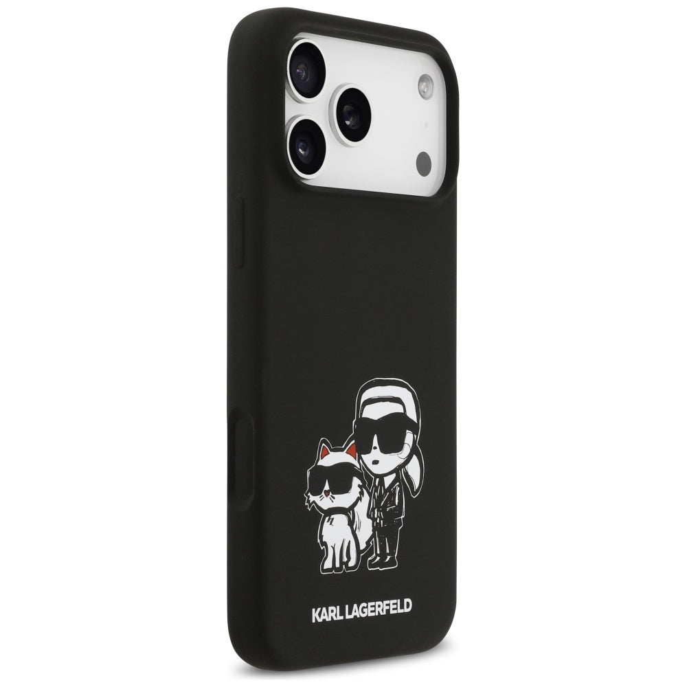 Θήκη για Apple iPhone 17 Pro Max, Karl Lagerfeld, Sketch and Logo Karl & Choupette, Μαύρη