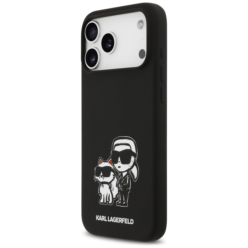 Θήκη για Apple iPhone 17 Pro Max, Karl Lagerfeld, Sketch and Logo Karl & Choupette, Μαύρη