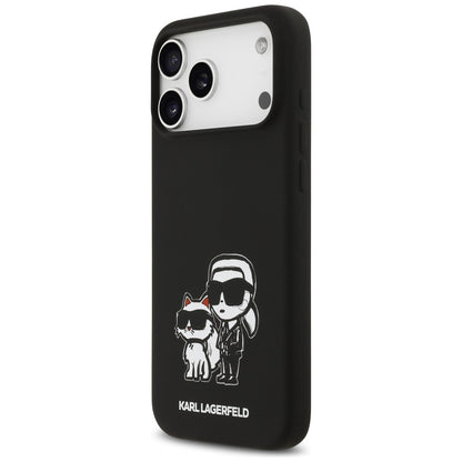 Θήκη για Apple iPhone 17 Pro Max, Karl Lagerfeld, Sketch and Logo Karl & Choupette, Μαύρη
