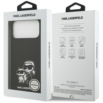Θήκη για Apple iPhone 17 Pro Max, Karl Lagerfeld, Sketch and Logo Karl & Choupette, Μαύρη