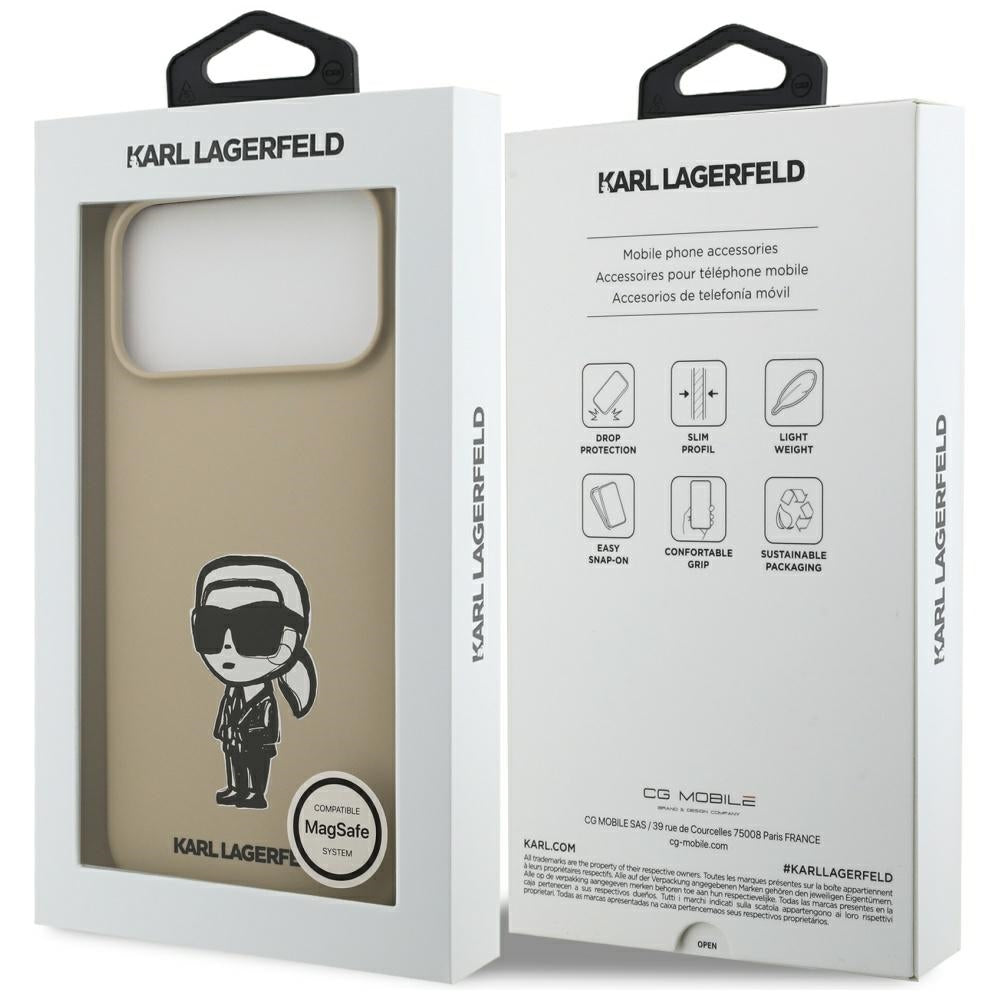 Θήκη για Apple iPhone 17 Pro Max, Karl Lagerfeld, Sketch and Logo Karl, Καφέ