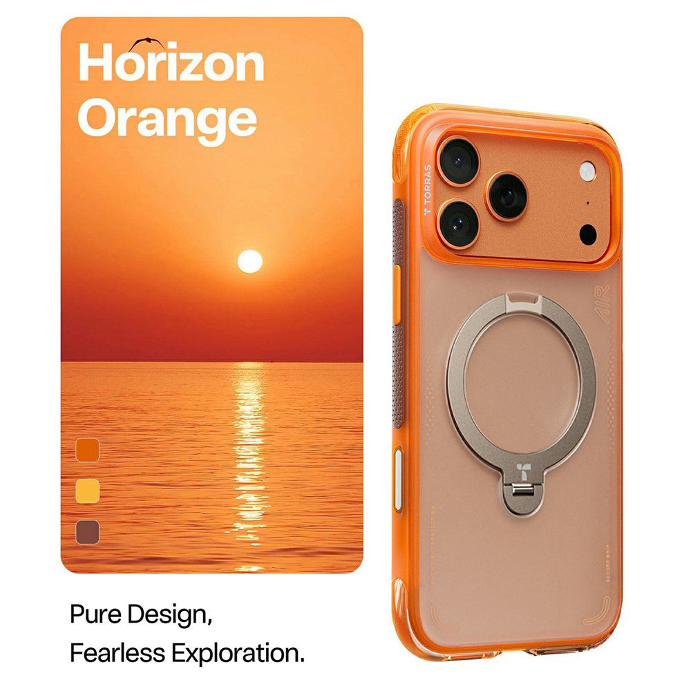 Case for Apple iPhone 17 Pro Max, Torras, Ostand Spin Air, Orange