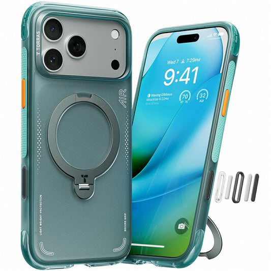 Θήκη για Apple iPhone 17 Pro Max, Torras, Ostand Spin Air, Πράσινο