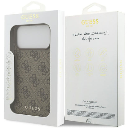 Θήκη για Apple iPhone 18 Pro / 17 Pro, Guess, 4G Classic Logo, Καφέ