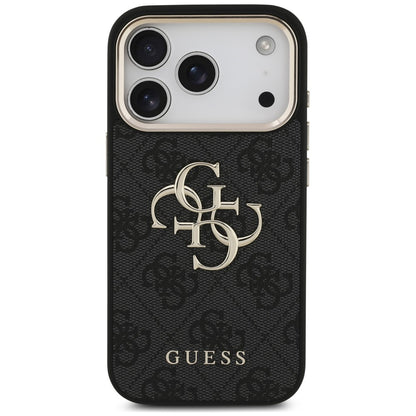 Θήκη για Apple iPhone 18 Pro / 17 Pro, Guess, 4G Classic Logo με λουράκι, Μαύρο Χρυσό