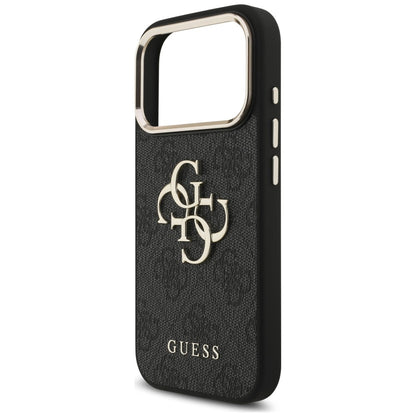 Θήκη για Apple iPhone 18 Pro / 17 Pro, Guess, 4G Classic Logo με λουράκι, Μαύρο Χρυσό