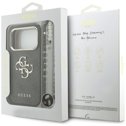 Θήκη για Apple iPhone 18 Pro / 17 Pro, Guess, 4G Classic Logo με λουράκι, Μαύρο Χρυσό