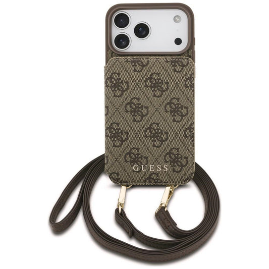 Θήκη για Apple iPhone 18 Pro / 17 Pro, Guess, 4G Crossbody Cardslot, Καφέ