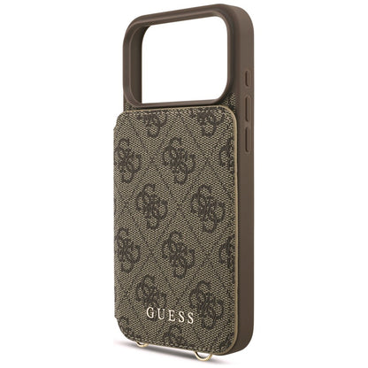 Case for Apple iPhone 18 Pro / 17 Pro, Guess, 4G Crossbody Cardslot, Brown