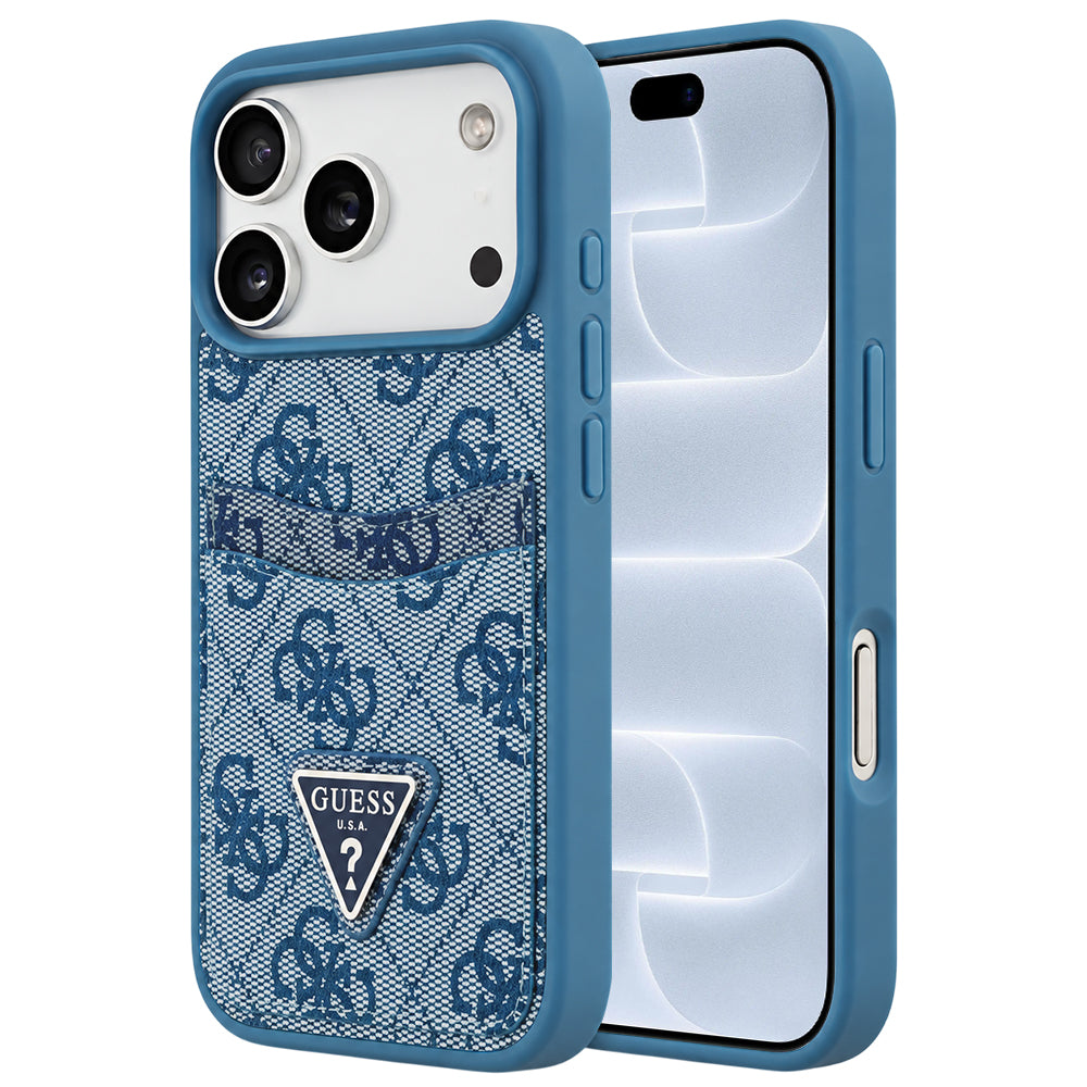 Θήκη για Apple iPhone 18 Pro / 17 Pro, Guess, 4G Double Card Triangle, Μπλε