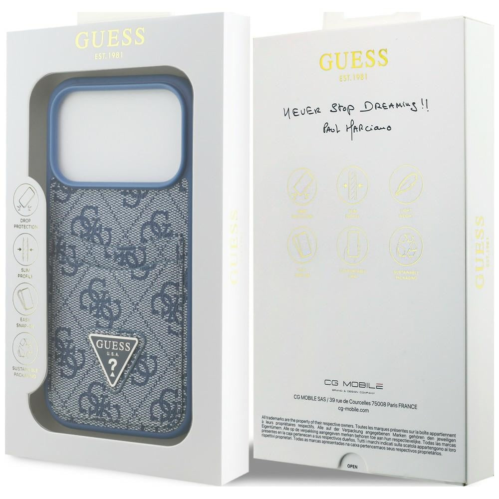 Θήκη για Apple iPhone 18 Pro / 17 Pro, Guess, 4G Double Card Triangle, Μπλε