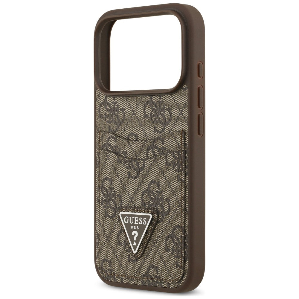 Case for Apple iPhone 18 Pro / 17 Pro, Guess, 4G Double Card Triangle, Brown