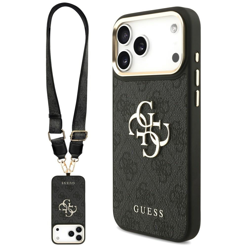 Θήκη για Apple iPhone 18 Pro / 17 Pro, Guess, Big 4G Classic Logo & Big Strap Metal Buttons, Μαύρη