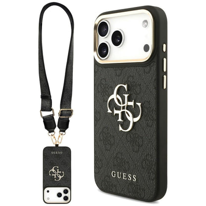 Θήκη για Apple iPhone 18 Pro / 17 Pro, Guess, Big 4G Classic Logo & Big Strap Metal Buttons, Μαύρη