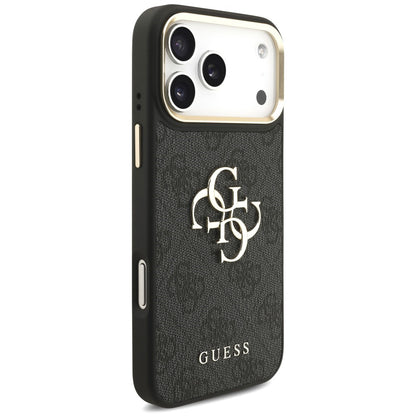 Θήκη για Apple iPhone 18 Pro / 17 Pro, Guess, Big 4G Classic Logo & Big Strap Metal Buttons, Μαύρη