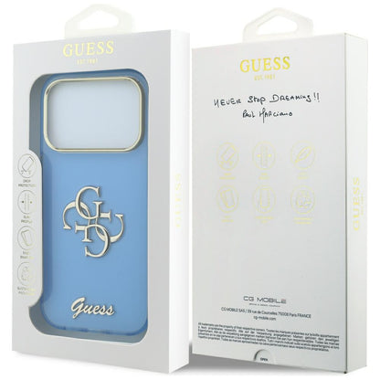 Θήκη για Apple iPhone 18 Pro / 17 Pro, Guess, IML 4G Metal Script, Μπλε