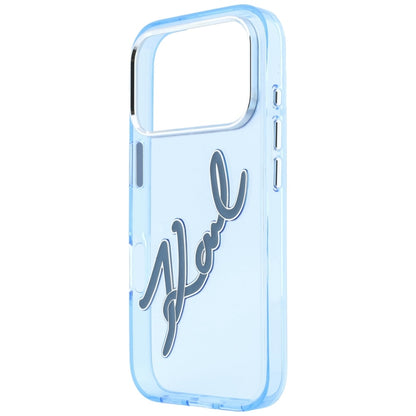 Θήκη για Apple iPhone 18 Pro / 17 Pro, Karl Lagerfeld, IML Big Signature Resin Logo και Μεταλλικό Πλαίσιο, Μπλε