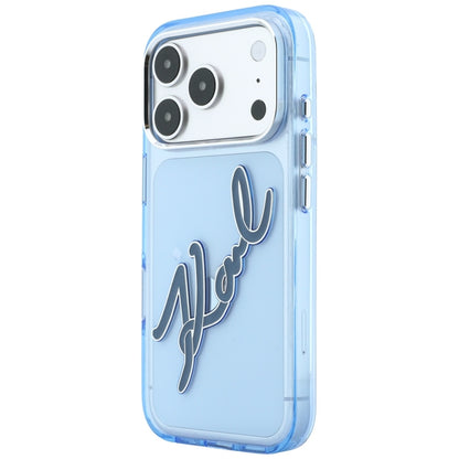 Θήκη για Apple iPhone 18 Pro / 17 Pro, Karl Lagerfeld, IML Big Signature Resin Logo και Μεταλλικό Πλαίσιο, Μπλε