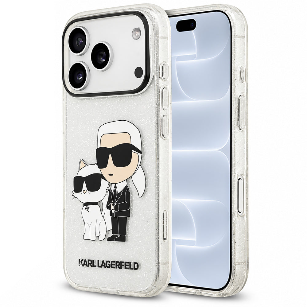Θήκη για Apple iPhone 18 Pro / 17 Pro, Karl Lagerfeld, IML Glitter Karl and Choupette NFT, Διαφανής