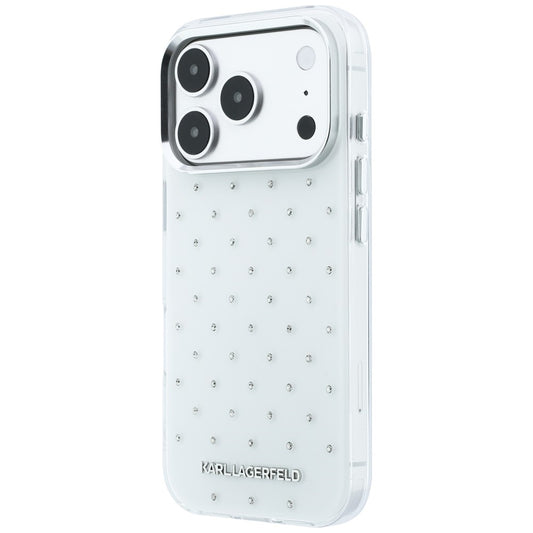 Θήκη για Apple iPhone 18 Pro / 17 Pro, Karl Lagerfeld, IML Κρύσταλλα και Ηλεκτρολυμένο Λογότυπο, Λευκό