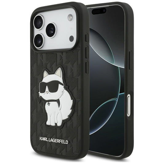 Θήκη για Apple iPhone 18 Pro / 17 Pro, Karl Lagerfeld, Saffiano Mono Patch Choupette, Μαύρη