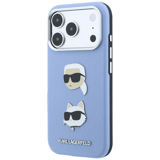 Θήκη για Apple iPhone 18 Pro / 17 Pro, Karl Lagerfeld, Saffiano με καρφίτσα κεφαλής Karl & Choupette και λογότυπο, μπλε