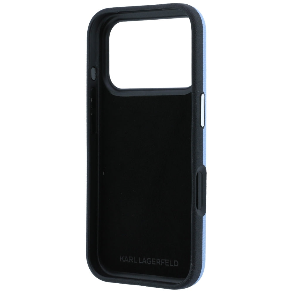 Θήκη για Apple iPhone 18 Pro / 17 Pro, Karl Lagerfeld, Saffiano με καρφίτσα κεφαλής Karl & Choupette και λογότυπο, μπλε