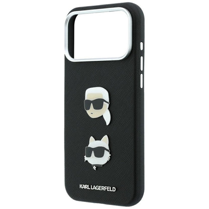 Θήκη για Apple iPhone 18 Pro / 17 Pro, Karl Lagerfeld, Saffiano με καρφίτσα κεφαλής Karl & Choupette και λογότυπο, Μαύρη