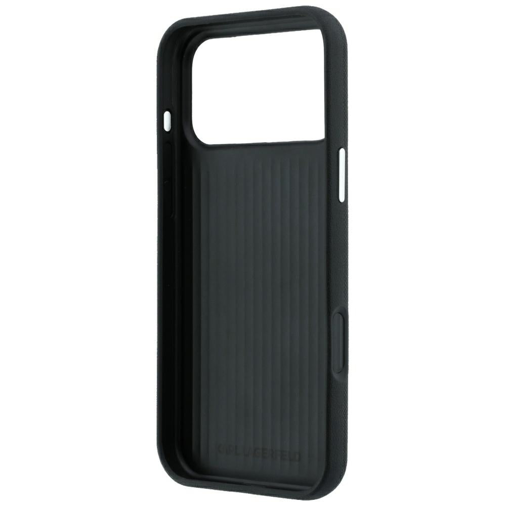 Θήκη για Apple iPhone 18 Pro / 17 Pro, Karl Lagerfeld, Saffiano με καρφίτσα κεφαλής Karl & Choupette και λογότυπο, Μαύρη