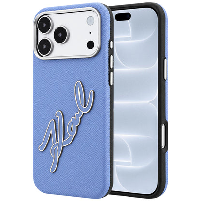 Θήκη για Apple iPhone 18 Pro / 17 Pro, Karl Lagerfeld, Λείο Μεγάλο Ρητινώδες Λογότυπο Υπογραφής, Μπλε