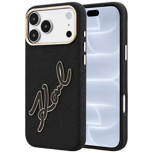 Θήκη για Apple iPhone 18 Pro / 17 Pro, Karl Lagerfeld, Smooth Big Resin Signature Logo, Μαύρη