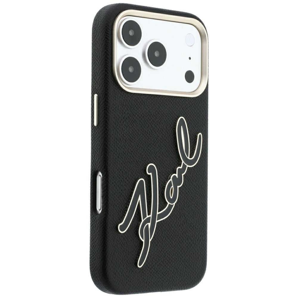 Θήκη για Apple iPhone 18 Pro / 17 Pro, Karl Lagerfeld, Smooth Big Resin Signature Logo, Μαύρη