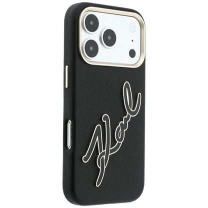 Θήκη για Apple iPhone 18 Pro / 17 Pro, Karl Lagerfeld, Smooth Big Resin Signature Logo, Μαύρη