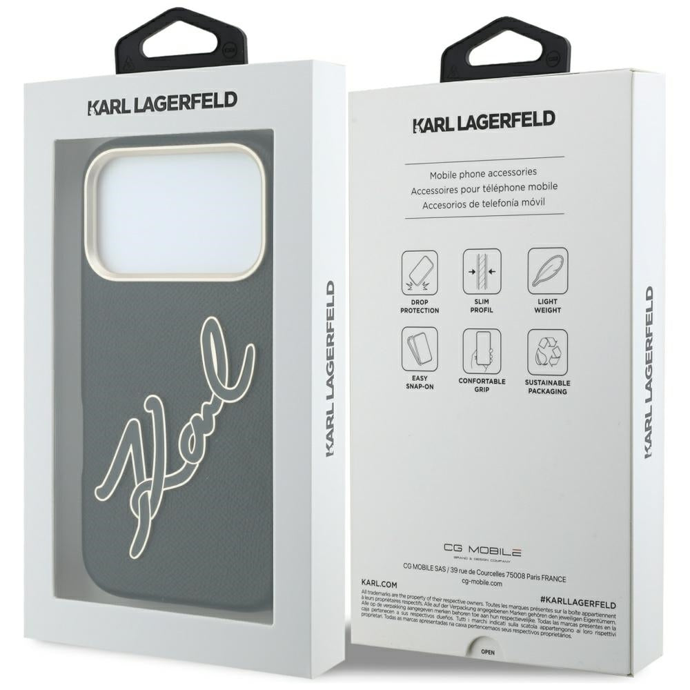 Θήκη για Apple iPhone 18 Pro / 17 Pro, Karl Lagerfeld, Smooth Big Resin Signature Logo, Μαύρη