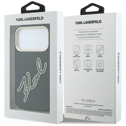 Θήκη για Apple iPhone 18 Pro / 17 Pro, Karl Lagerfeld, Smooth Big Resin Signature Logo, Μαύρη