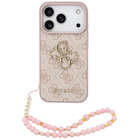 Θήκη για Apple iPhone 18 Pro Max / 17 Pro Max, Guess, 4G Classic Logo με Λουράκι, Ροζ