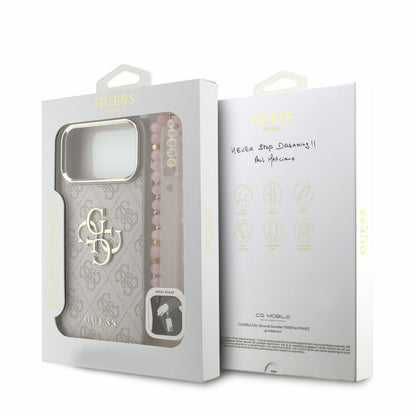 Θήκη για Apple iPhone 18 Pro Max / 17 Pro Max, Guess, 4G Classic Logo με λουράκι, Ροζ Χρυσό