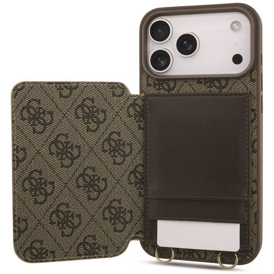 Θήκη για Apple iPhone 18 Pro Max / 17 Pro Max, Guess, 4G Crossbody Cardslot, Καφέ