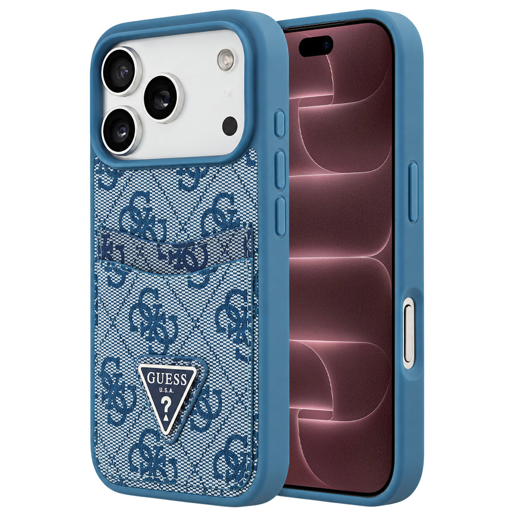 Θήκη για Apple iPhone 18 Pro Max / 17 Pro Max, Guess, 4G Double Card Triangle, Μπλε