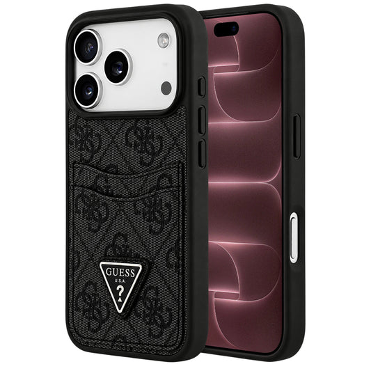 Θήκη για Apple iPhone 18 Pro Max / 17 Pro Max, Guess, 4G Double Card Triangle, Μαύρη