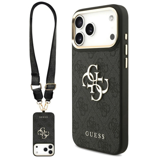 Θήκη για Apple iPhone 18 Pro Max / 17 Pro Max, Guess, Big 4G Classic Logo & Big Strap Metal Buttons, Μαύρη
