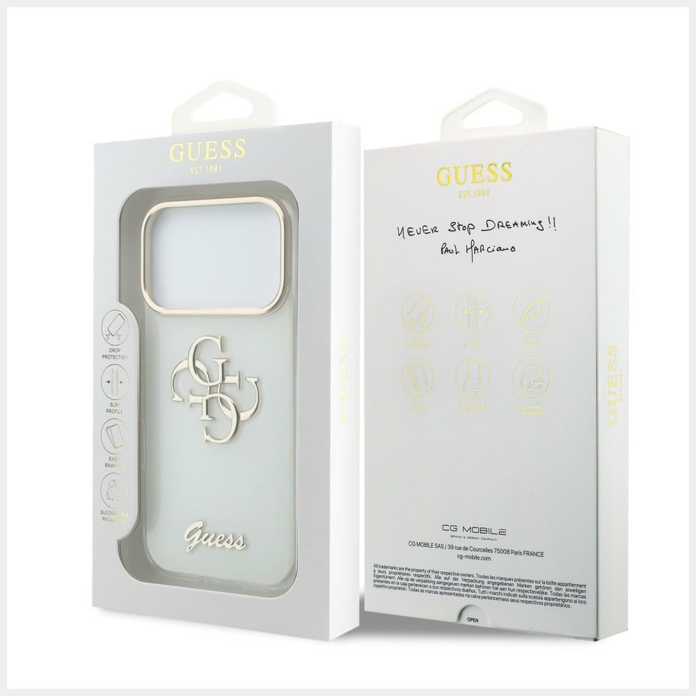 Θήκη για Apple iPhone 18 Pro Max / 17 Pro Max, Guess, IML 4G Metal Script, Λευκό