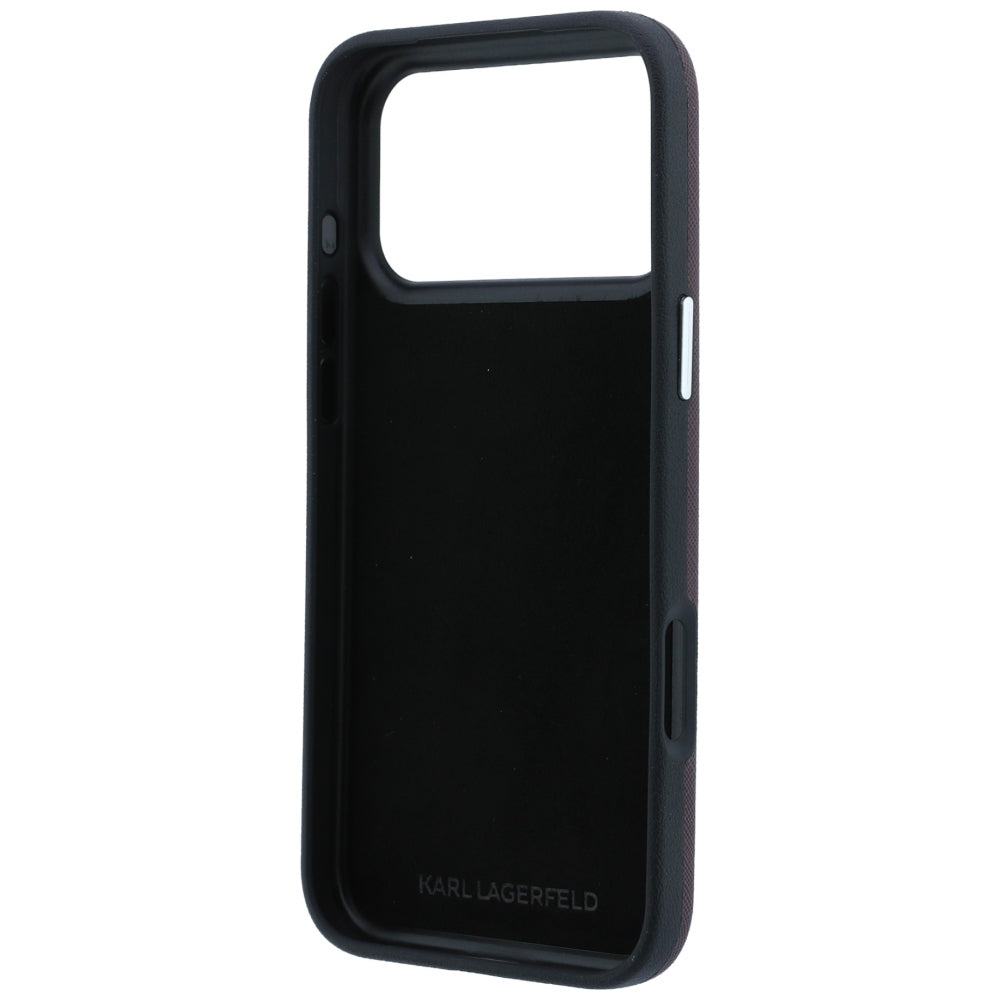 Θήκη για Apple iPhone 18 Pro Max / 17 Pro Max, Karl Lagerfeld, Saffiano με καρφίτσα κεφαλής Karl & Choupette και λογότυπο, Βυσσινί