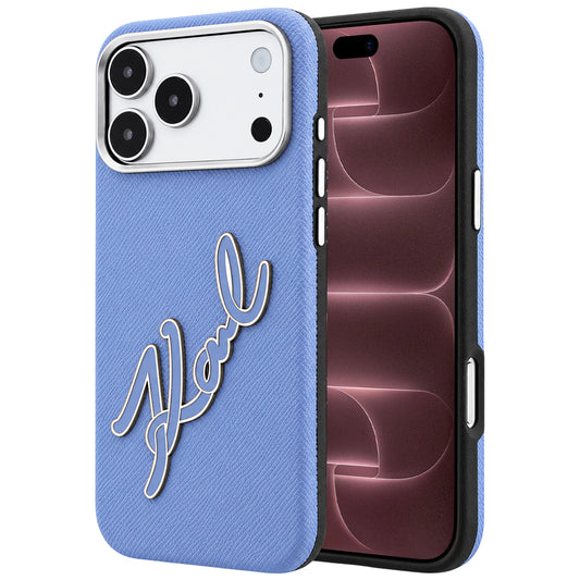 Θήκη για Apple iPhone 18 Pro Max / 17 Pro Max, Karl Lagerfeld, Λείο Μεγάλο Λογότυπο Υπογραφής από Ρητίνη, Μπλε