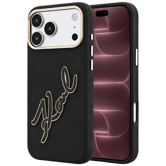 Θήκη για Apple iPhone 18 Pro Max / 17 Pro Max, Karl Lagerfeld, Λείο Μεγάλο Ρητινώδες Λογότυπο Υπογραφής, Μαύρο
