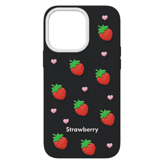 Θήκη για Apple iPhone 17 / 16, OEM, Strawberry, Μαύρη
